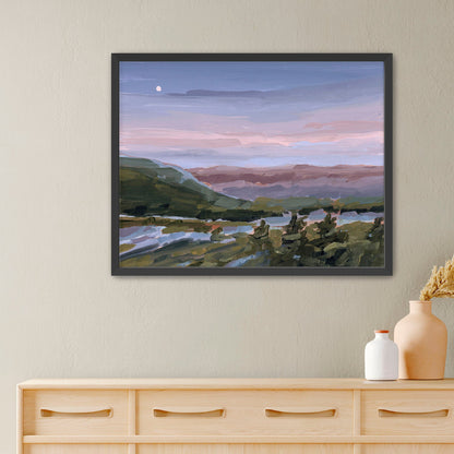 ’A Still Night’ Art Print - Paper / 5x7 in / Black Frame - Blue Ridge Mountains Wall - Appalachian Trail - blue