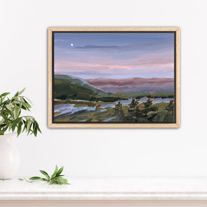 ’A Still Night’ Art Print - Stretched Canvas / 8x10 in / Oak Frame - Blue Ridge Mountains Wall - Appalachian Trail