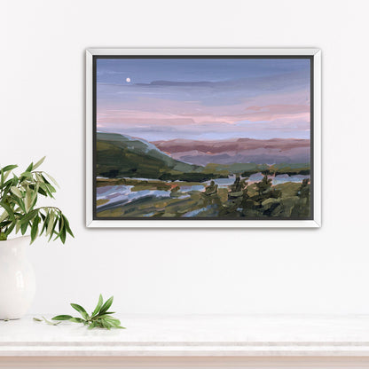 ’A Still Night’ Art Print - Stretched Canvas / 8x10 in / White Frame - Blue Ridge Mountains Wall - Appalachian