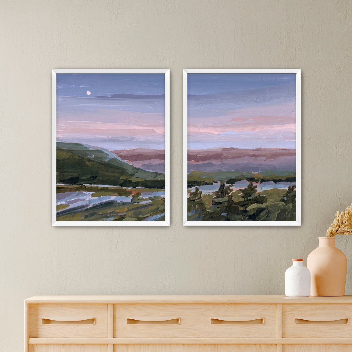 ’A Still Night’ Diptych Art Print || Set of 2 - Paper / 5x7 in / White Frame - abstract - Appalachian - appalachian