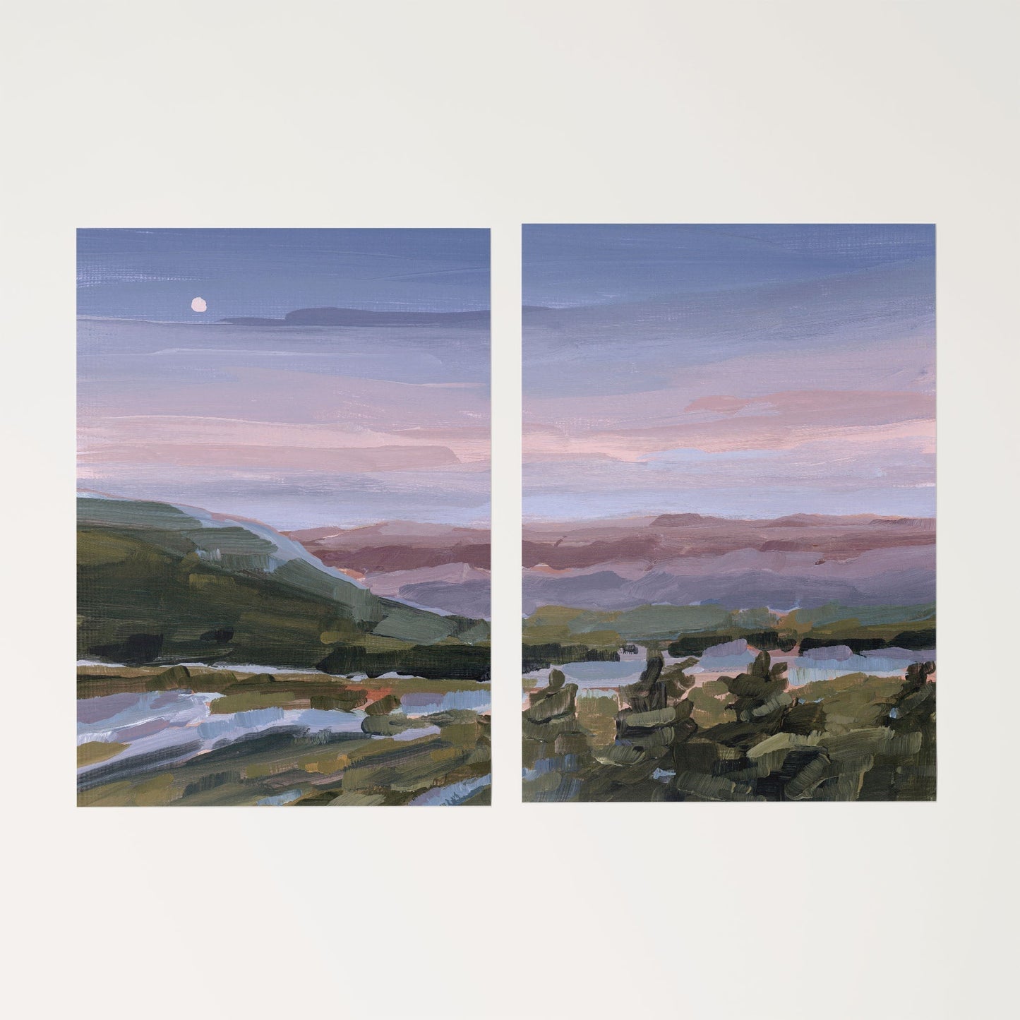 ’A Still Night’ Diptych Art Print || Set of 2 - Rolled Canvas / 8x10 in / No Frame - abstract - Appalachian