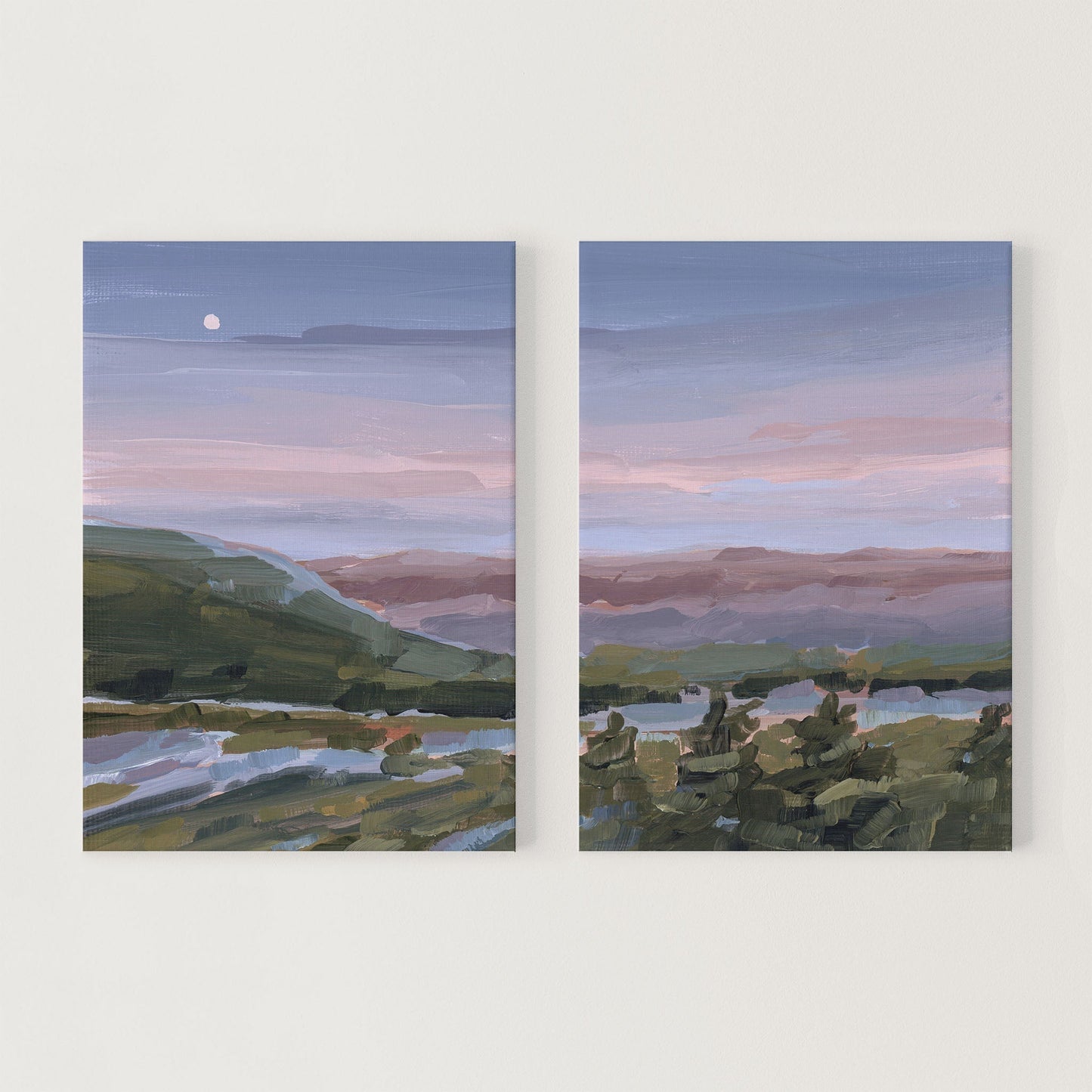 ’A Still Night’ Diptych Art Print || Set of 2 - Stretched Canvas / 8x10 in / No Frame - abstract - Appalachian