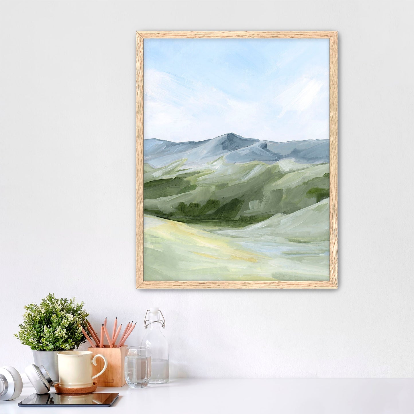 ’Above the Treeline’ Art Print - Paper / 5x7 in / Oak Frame - Colorado Mountain Wall - abstract - Artwork - Landscape