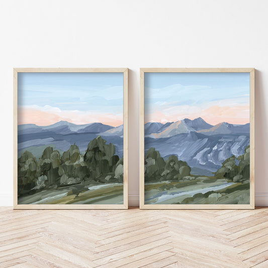 ’Alpine Glow’ Diptych Art Print || Set of 2 - abstract - Artwork - Breckenridge - Colorado