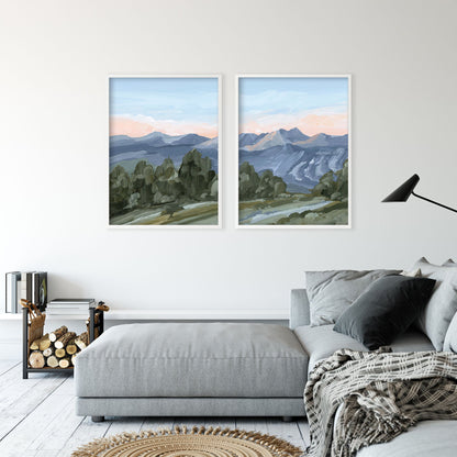 ’Alpine Glow’ Diptych Art Print || Set of 2 - abstract - Artwork - Breckenridge - Colorado