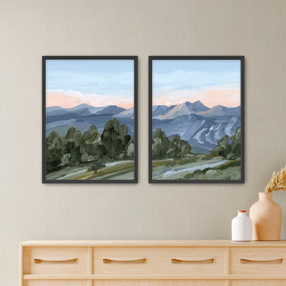 ’Alpine Glow’ Diptych Art Print || Set of 2 - Paper / 5x7 in / Black Frame - abstract - Artwork - Breckenridge