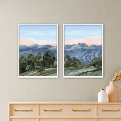 ’Alpine Glow’ Diptych Art Print || Set of 2 - Paper / 5x7 in / White Frame - abstract - Artwork - Breckenridge