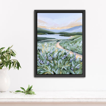 ’Among the Wildflowers’ Art Print - Stretched Canvas / 8x10 in / Black Frame - Mountain Landscape Wall - Artwork