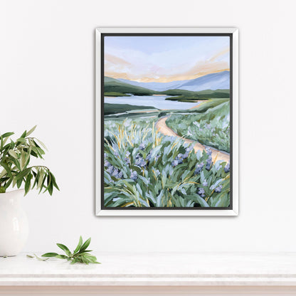 ’Among the Wildflowers’ Art Print - Stretched Canvas / 8x10 in / White Frame - Mountain Landscape Wall - Artwork