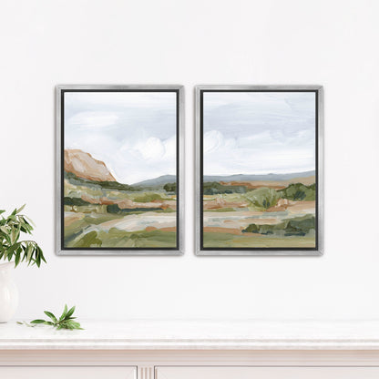 ’An Hour in the Garden’ Diptych Art Print || Set of 2 - Stretched Canvas / 8x10 / Silver Frame - abstract - Artwork