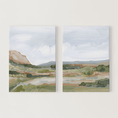 ’An Hour in the Garden’ Diptych Art Print || Set of 2 - Stretched Canvas / 8x10 / No Frame - abstract - Artwork