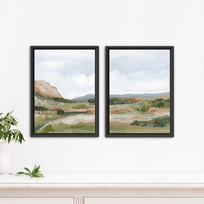 ’An Hour in the Garden’ Diptych Art Print || Set of 2 - Stretched Canvas / 8x10 / Black Frame - abstract - Artwork