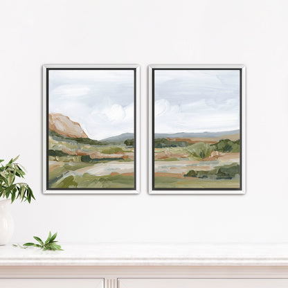 ’An Hour in the Garden’ Diptych Art Print || Set of 2 - Stretched Canvas / 8x10 / White Frame - abstract - Artwork