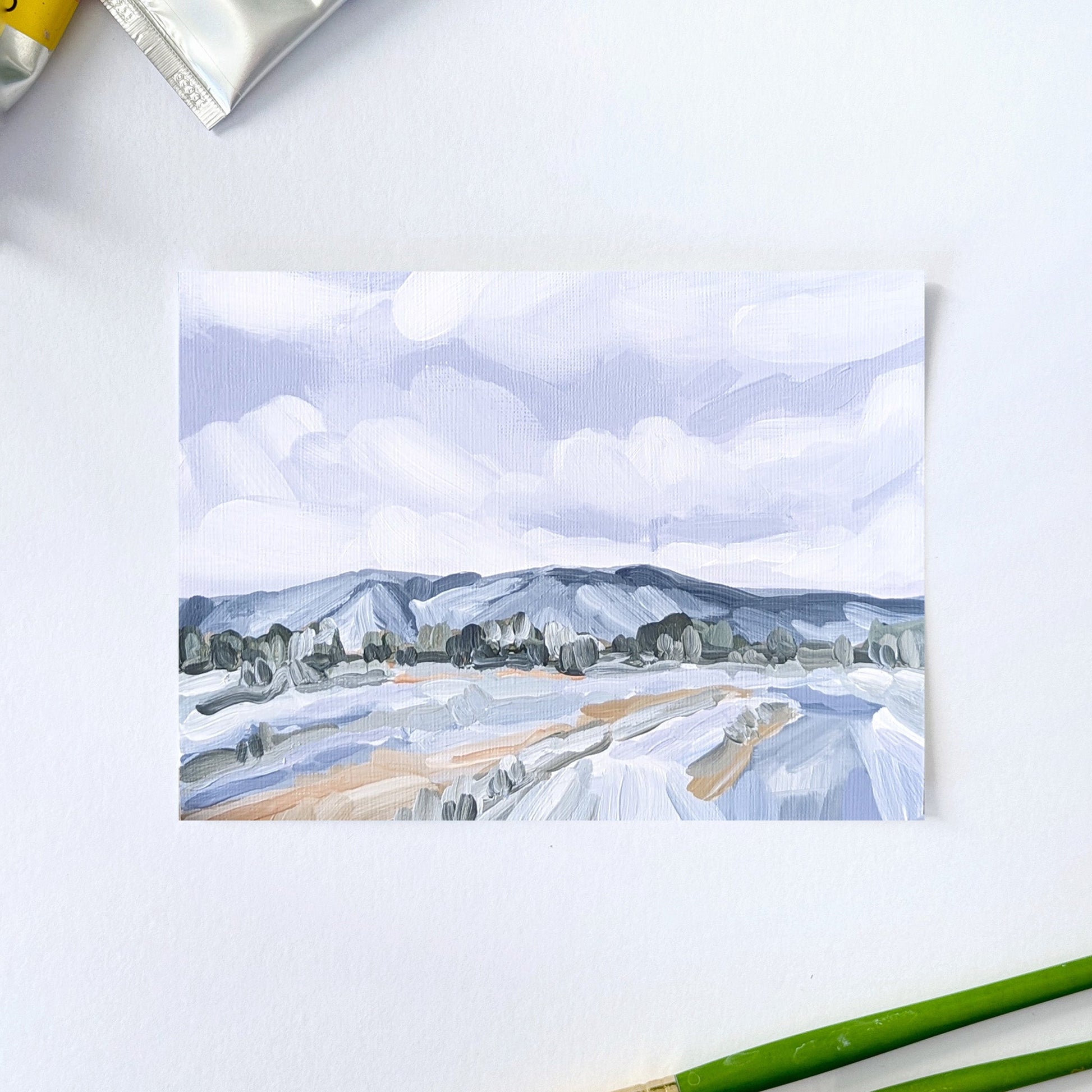 ’Aspen Snow’ Original Painting || 5x7 - Colorado Landscape - abstract - Acrylic - Artwork - Aspen