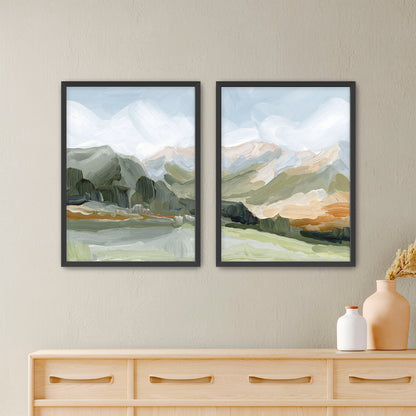 ’Autumn Dance’ Diptych Art Print || Set of 2 - Paper / 5x7 in / Black Frame - abstract - Artwork - Autumn