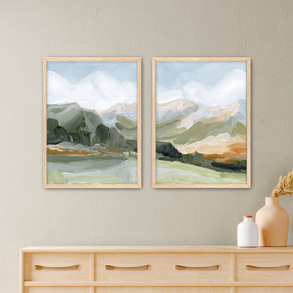 ’Autumn Dance’ Diptych Art Print || Set of 2 - Paper / 5x7 in / Oak Frame - abstract - Artwork - Autumn