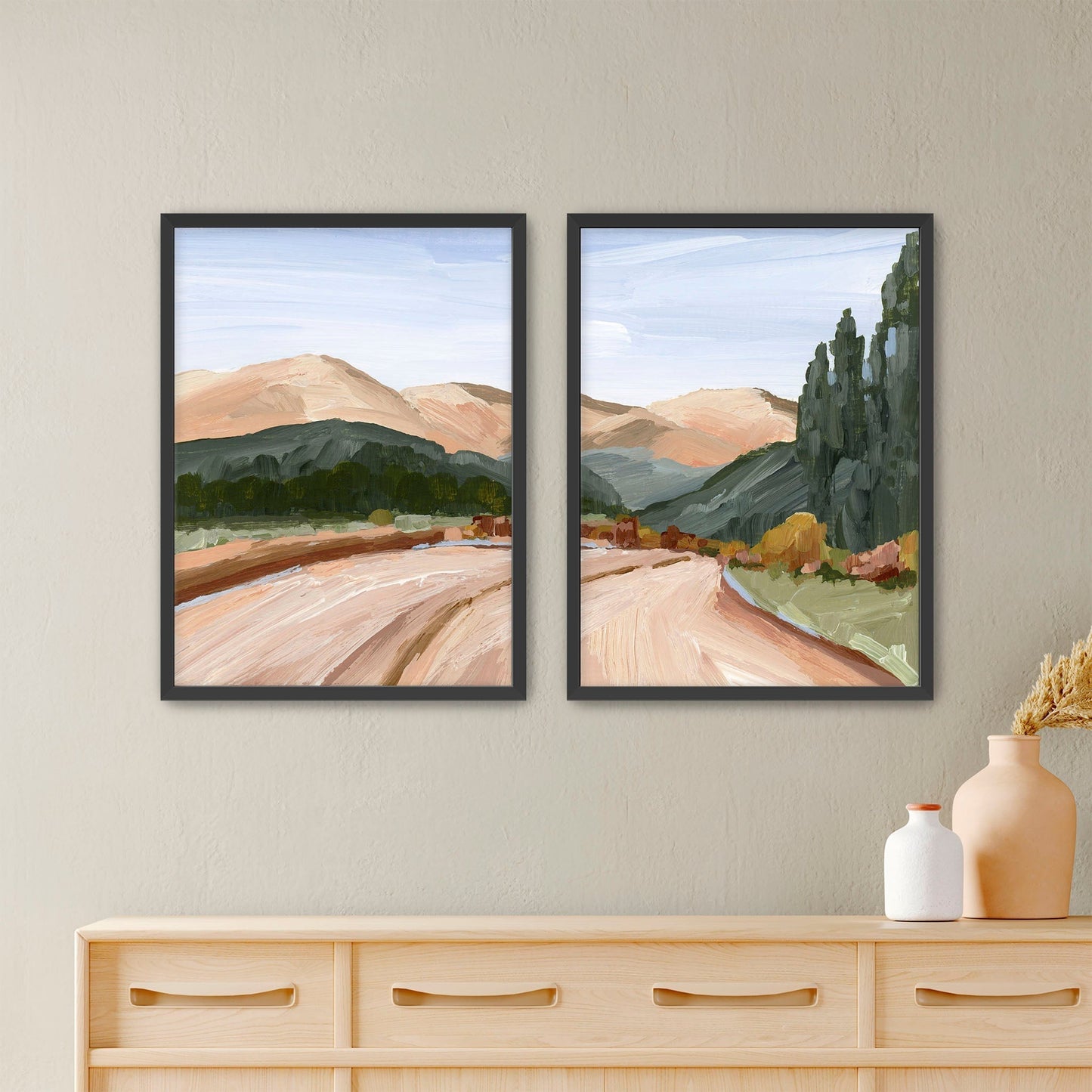 ’Autumn in the Rockies’ Diptych Art Print || Set of 2 - Paper / 5x7 / Black Frame - abstract - Artwork - Autumn