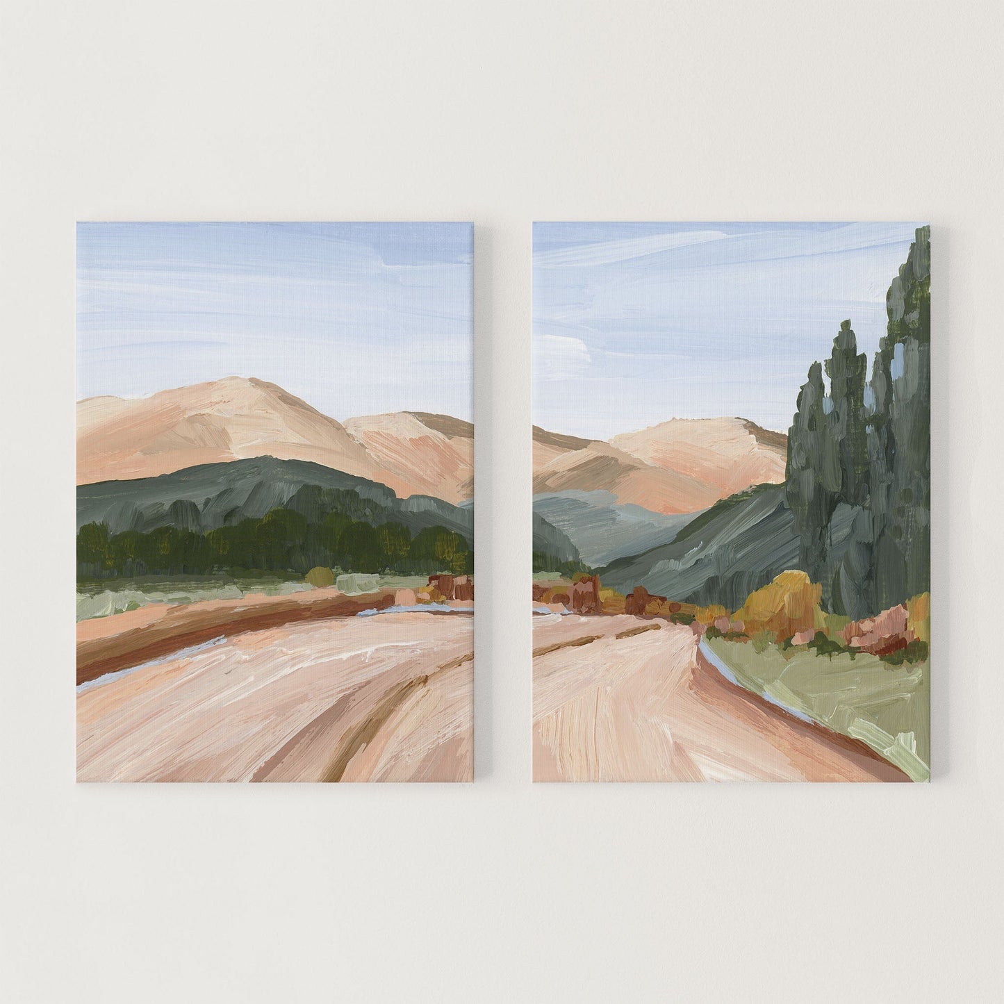 ’Autumn in the Rockies’ Diptych Art Print || Set of 2 - Stretched Canvas / 8x10 / No Frame - abstract - Artwork