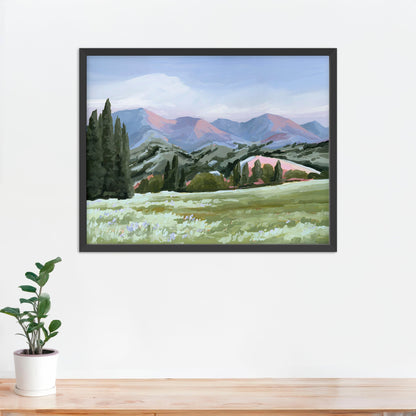 ’Basin Glow’ Art Print - Paper / 5x7 in / Black Frame - Idaho Landscape Mountain Wall - ’sun valley’ - abstract