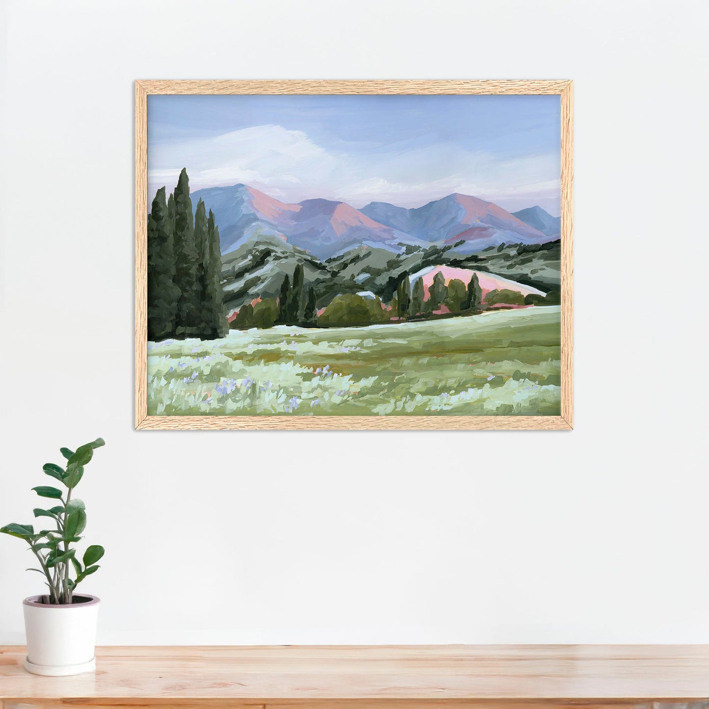 ’Basin Glow’ Art Print - Paper / 5x7 in / Oak Frame - Idaho Landscape Mountain Wall - ’sun valley’ - abstract - Artwork