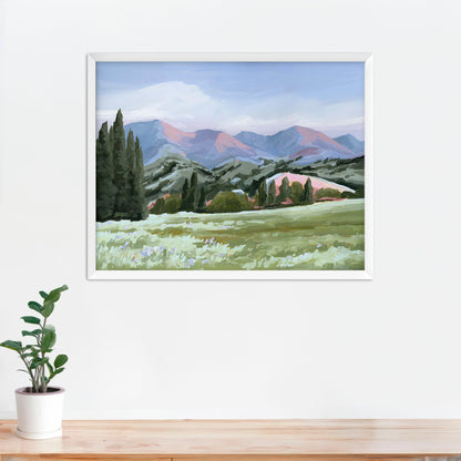 ’Basin Glow’ Art Print - Paper / 5x7 in / White Frame - Idaho Landscape Mountain Wall - ’sun valley’ - abstract