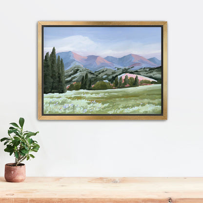 ’Basin Glow’ Art Print - Stretched Canvas / 8x10 in / Gold Frame - Idaho Landscape Mountain Wall - ’sun valley’