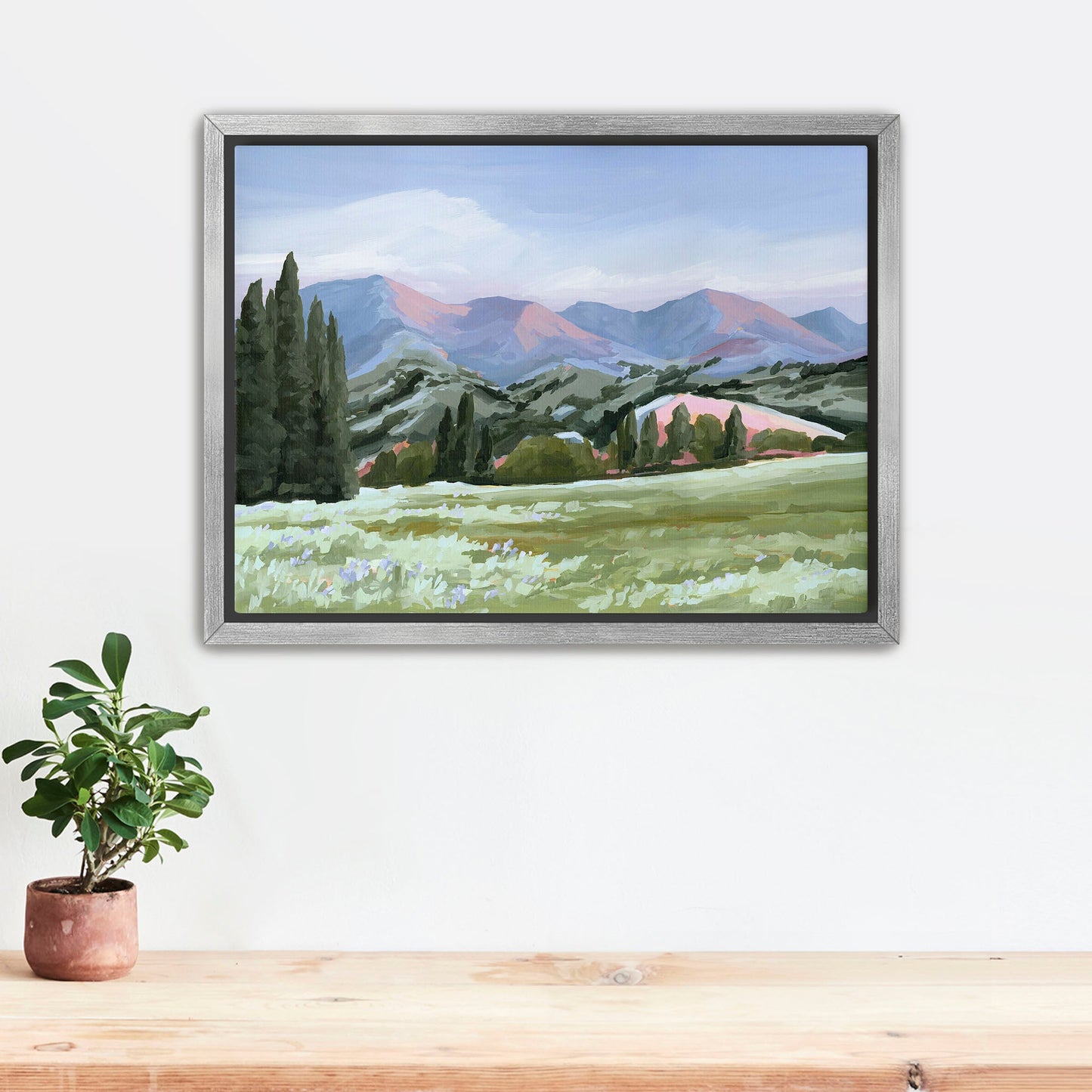 ’Basin Glow’ Art Print - Stretched Canvas / 8x10 in / Silver Frame - Idaho Landscape Mountain Wall - ’sun valley’