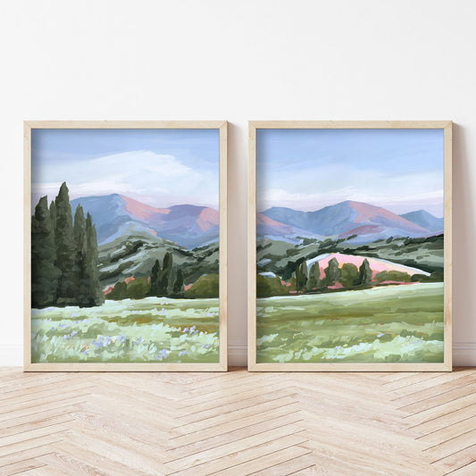 ’Basin Glow’ Diptych Art Print || Set of 2 - ’sun valley’ - abstract - Artwork