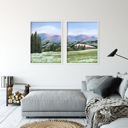 ’Basin Glow’ Diptych Art Print || Set of 2 - ’sun valley’ - abstract - Artwork