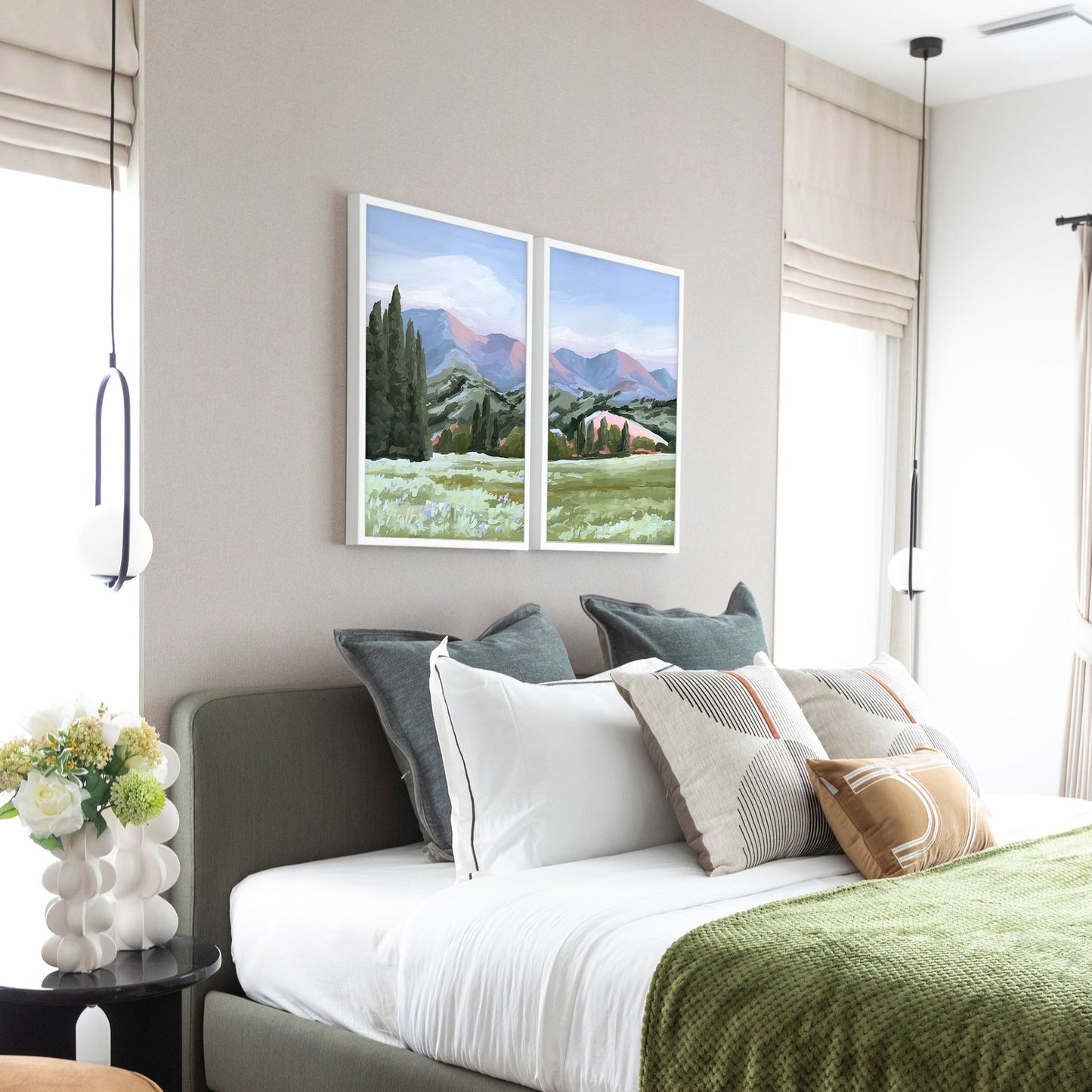 ’Basin Glow’ Diptych Art Print || Set of 2 - ’sun valley’ - abstract - Artwork