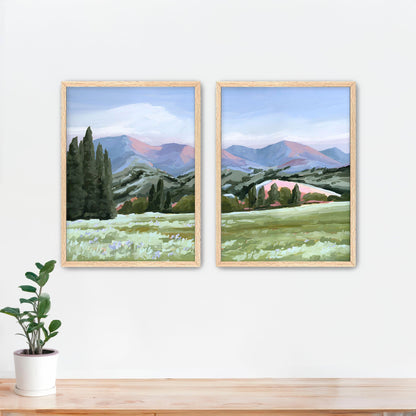 ’Basin Glow’ Diptych Art Print || Set of 2 - Paper / 5x7 in / Oak Frame - ’sun valley’ - abstract - Artwork