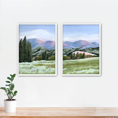 ’Basin Glow’ Diptych Art Print || Set of 2 - Paper / 5x7 in / White Frame - ’sun valley’ - abstract - Artwork