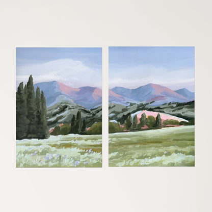 ’Basin Glow’ Diptych Art Print || Set of 2 - Rolled Canvas / 8x10 in / No Frame - ’sun valley’ - abstract - Artwork