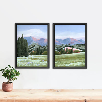 ’Basin Glow’ Diptych Art Print || Set of 2 - Stretched Canvas / 8x10 in / Black Frame - ’sun valley’ - abstract
