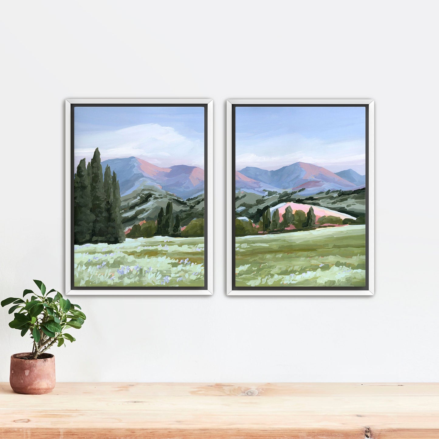 ’Basin Glow’ Diptych Art Print || Set of 2 - Stretched Canvas / 8x10 in / White Frame - ’sun valley’ - abstract