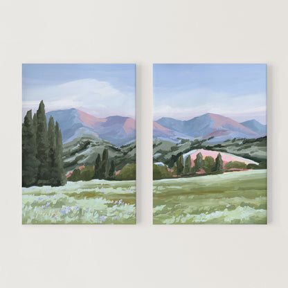 ’Basin Glow’ Diptych Art Print || Set of 2 - Stretched Canvas / 8x10 in / No Frame - ’sun valley’ - abstract - Artwork
