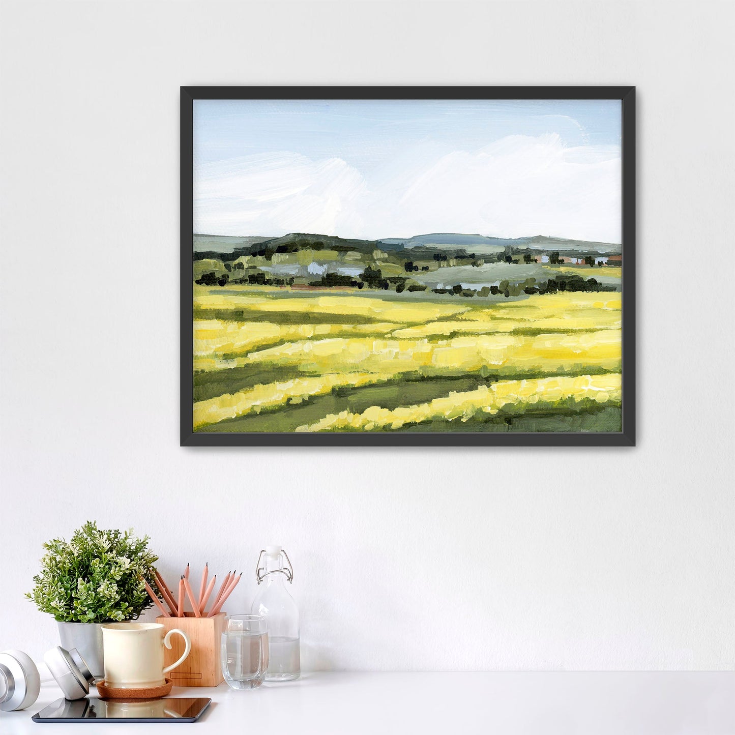 ’Blooming Fields’ Art Print - Paper / 5x7 in / Black Frame - Germany Landscape Wall - Artwork - Europe - Flowers