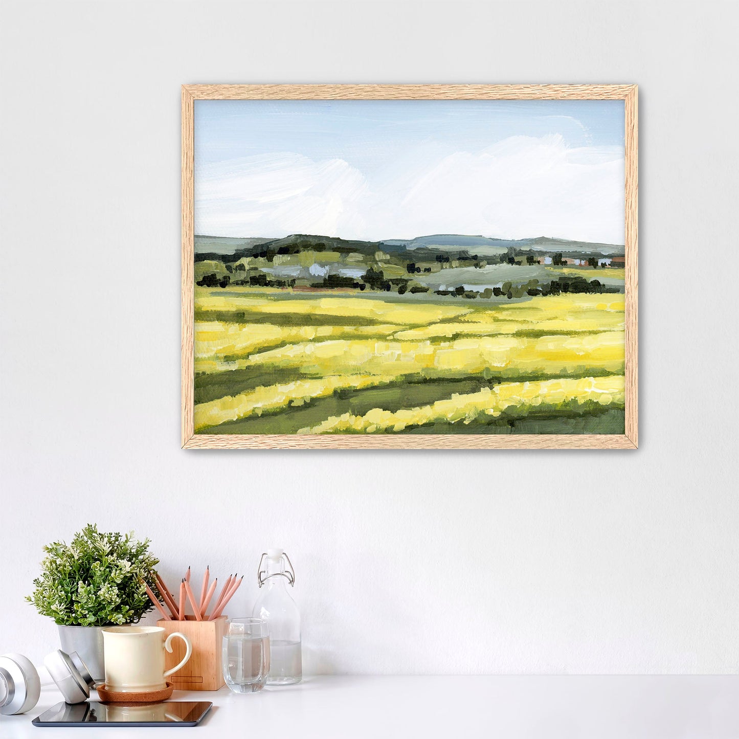 ’Blooming Fields’ Art Print - Paper / 5x7 in / Oak Frame - Germany Landscape Wall - Artwork - Europe - Flowers