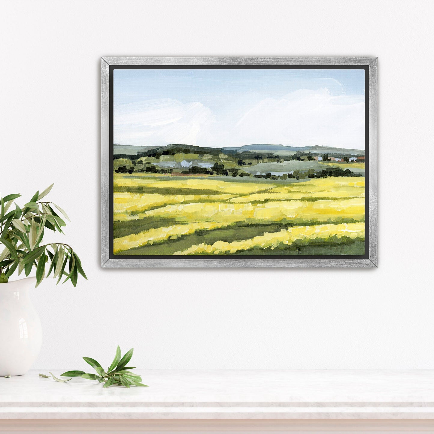 ’Blooming Fields’ Art Print - Stretched Canvas / 8x10 in / Silver Frame - Germany Landscape Wall - Artwork - Europe