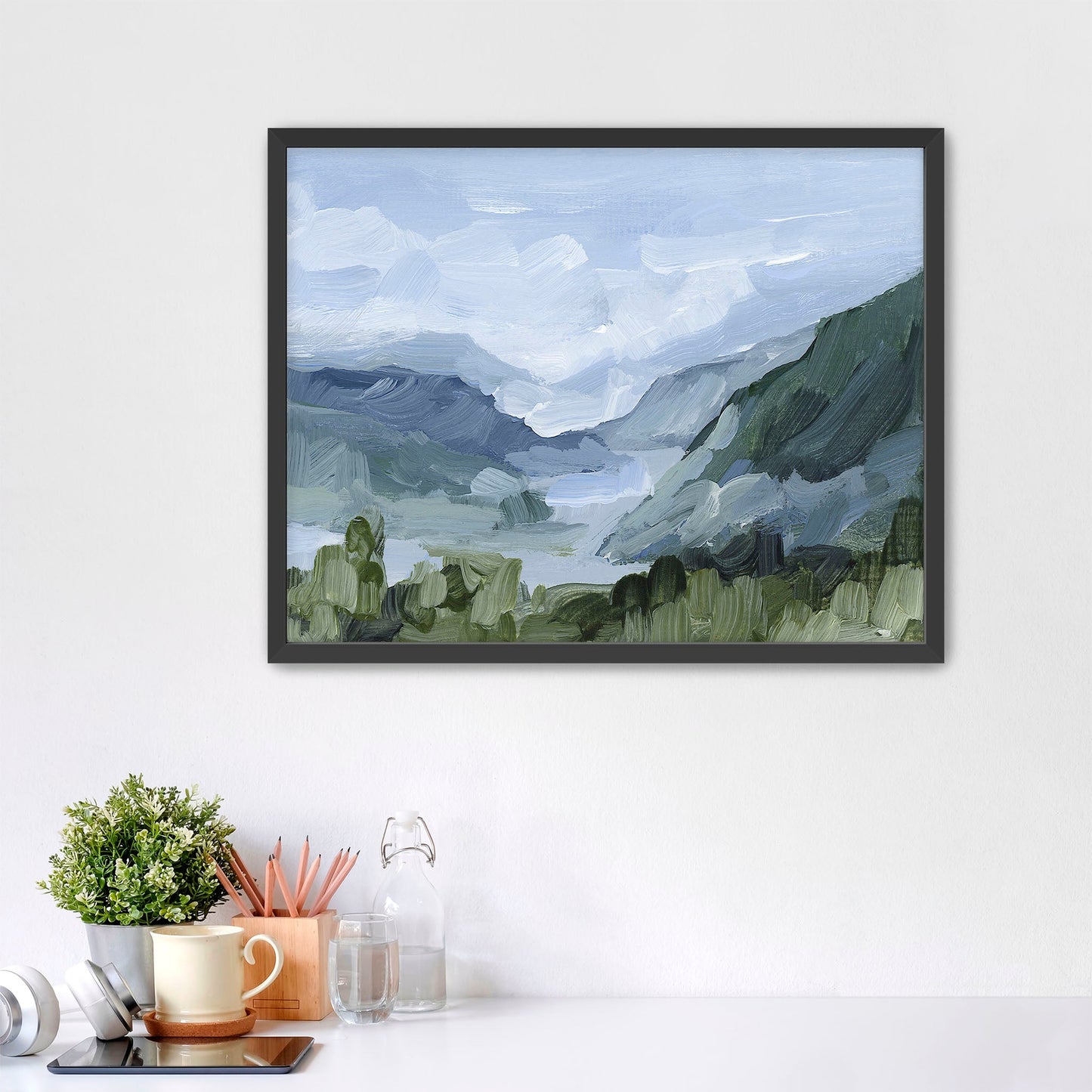 ’Blue Juneau’ Art Print - Paper / 5x7 in / Black Frame - Alaska Mountain Landscape - coast - Coastal - coastline