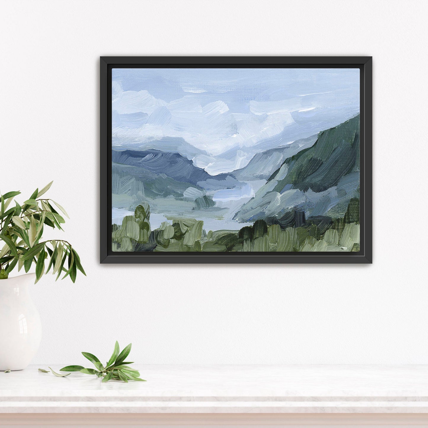 ’Blue Juneau’ Art Print - Stretched Canvas / 8x10 in / Black Frame - Alaska Mountain Landscape - coast - Coastal