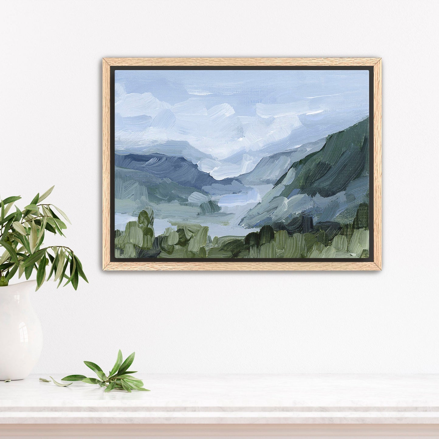 ’Blue Juneau’ Art Print - Stretched Canvas / 8x10 in / Oak Frame - Alaska Mountain Landscape - coast - Coastal