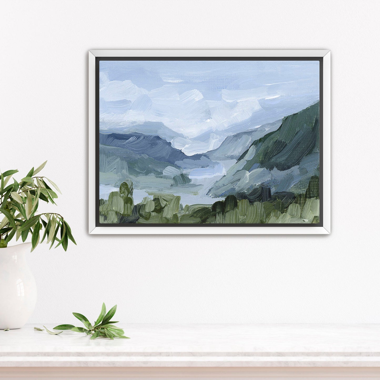 ’Blue Juneau’ Art Print - Stretched Canvas / 8x10 in / White Frame - Alaska Mountain Landscape - coast - Coastal