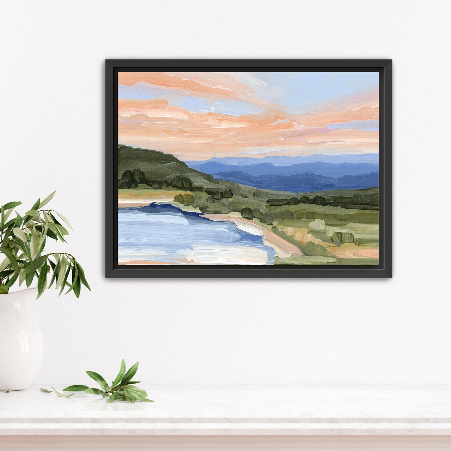 ’Blue Lake’ Art Print - Stretched Canvas / 8x10 in / Black Frame - Blue Ridge Mountains - appalachian trail