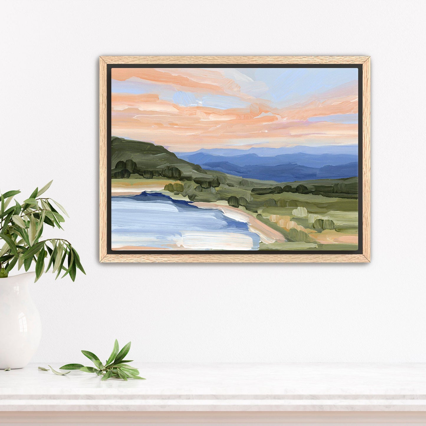 ’Blue Lake’ Art Print - Stretched Canvas / 8x10 in / Oak Frame - Blue Ridge Mountains - appalachian trail