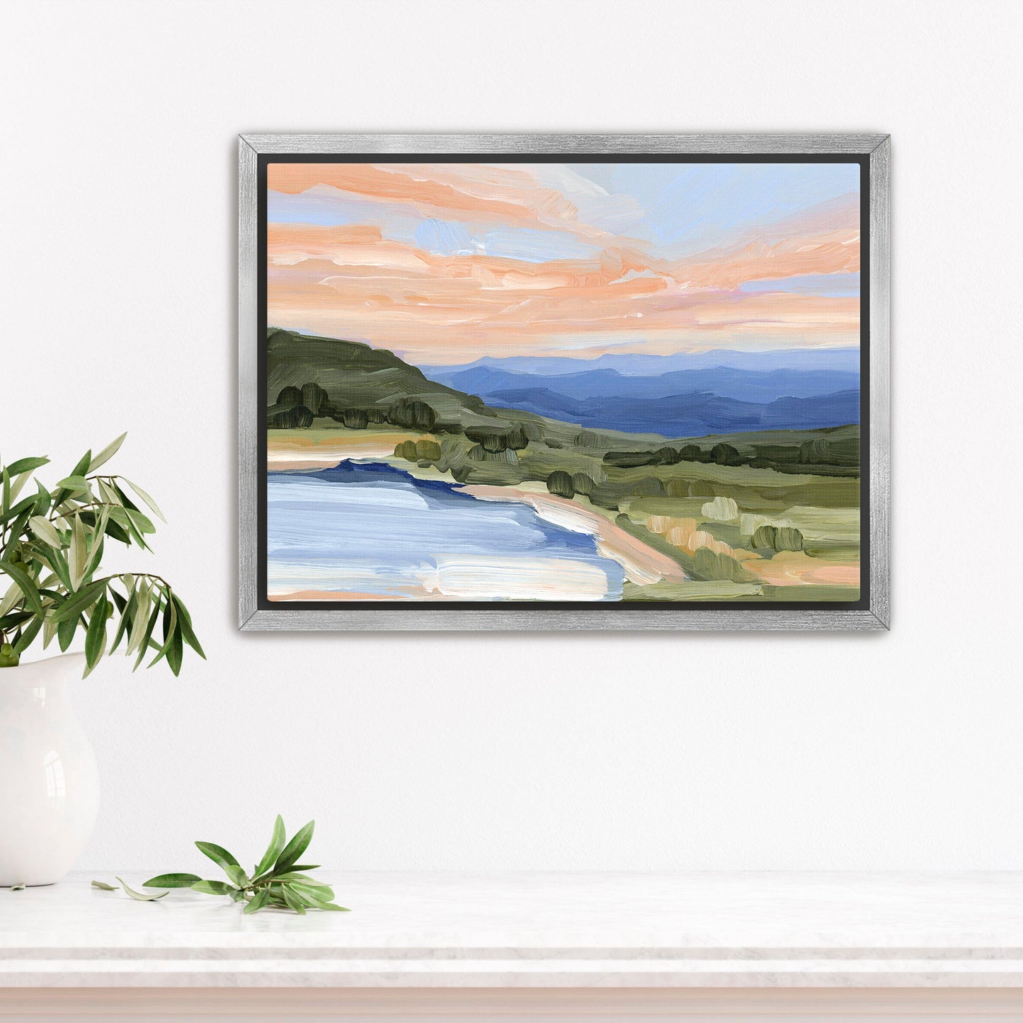 ’Blue Lake’ Art Print - Stretched Canvas / 8x10 in / Silver Frame - Blue Ridge Mountains - appalachian trail