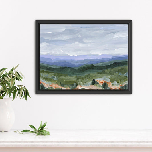 ’Blue Ridge’ 24x36 Stretched Canvas Art Print with Black Frame || Final Sale Blue Ridge Mountains Wall Appalachian