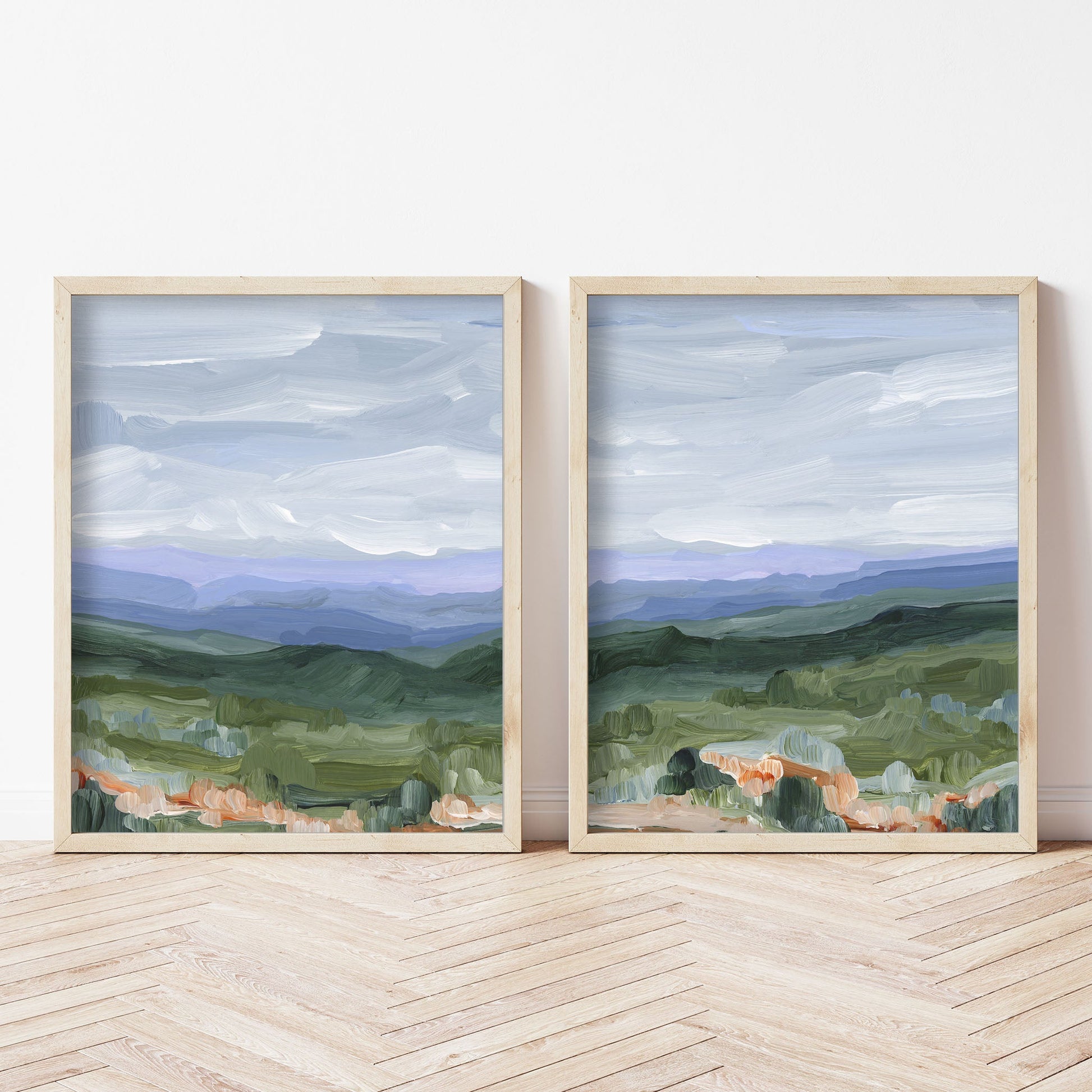 ’Blue Ridge’ Diptych Art Print || Set of 2 - abstract - Appalachian - appalachian trail - Artwork