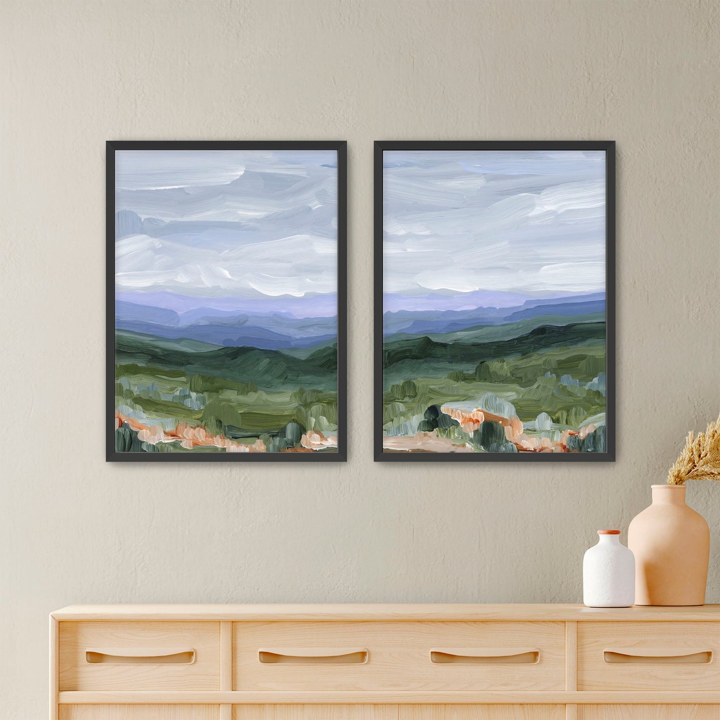 ’Blue Ridge’ Diptych Art Print || Set of 2 - Paper / 5x7 in / Black Frame - abstract - Appalachian - appalachian trail