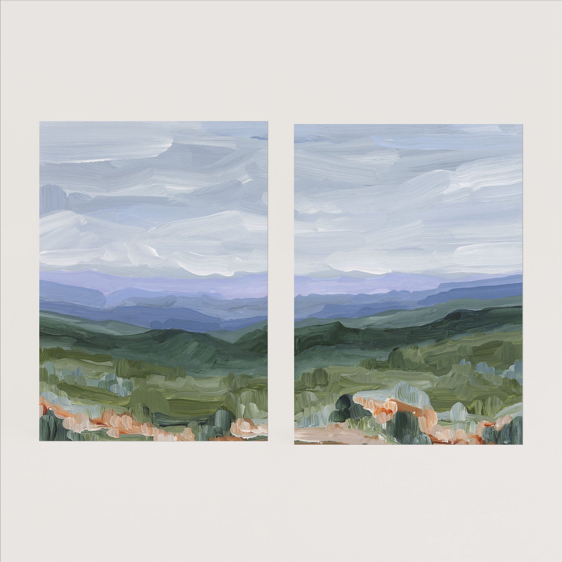 ’Blue Ridge’ Diptych Art Print || Set of 2 - Paper / 5x7 in / No Frame - abstract - Appalachian - appalachian trail